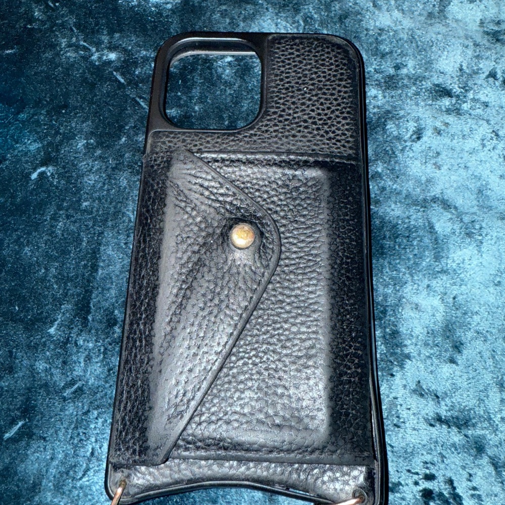 Bandolier Hailey Black Leather 13ProMax iPhone Case